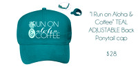 "I Run on Aloha & Coffee" PLUM Ponytail Cap